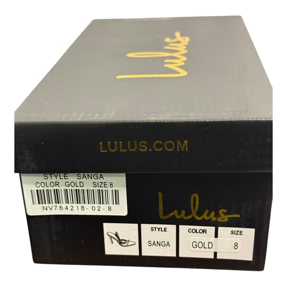 Lulus Sanga Metallic Gold Strappy Heels 8 NIB‎ - Picture 10 of 11